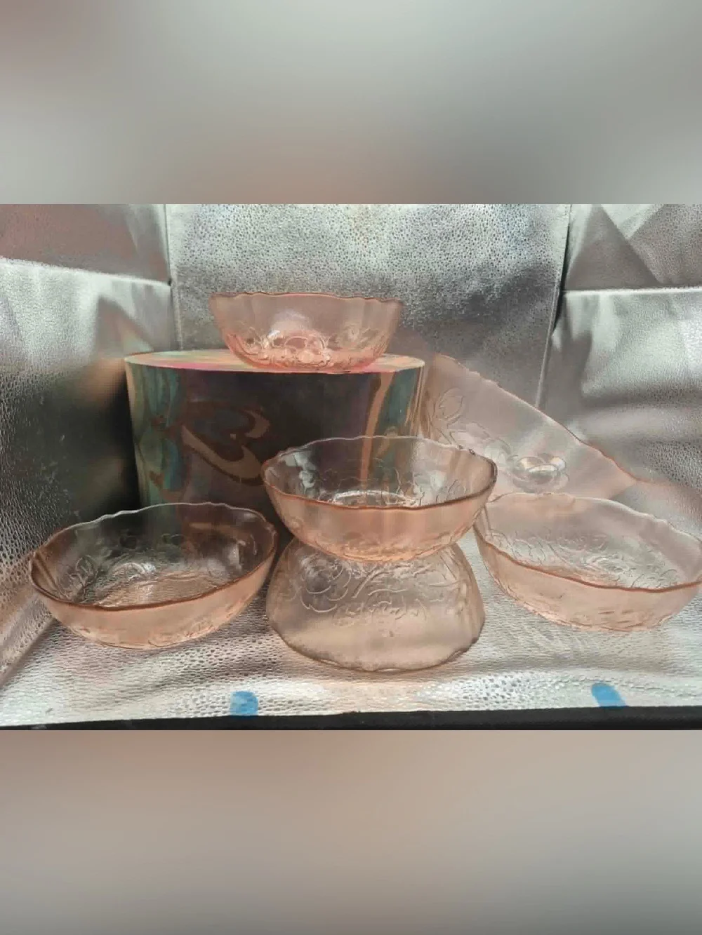Vintage Pink French Glass Serving Bowl Set - Arcoroc ROSA Rosaline